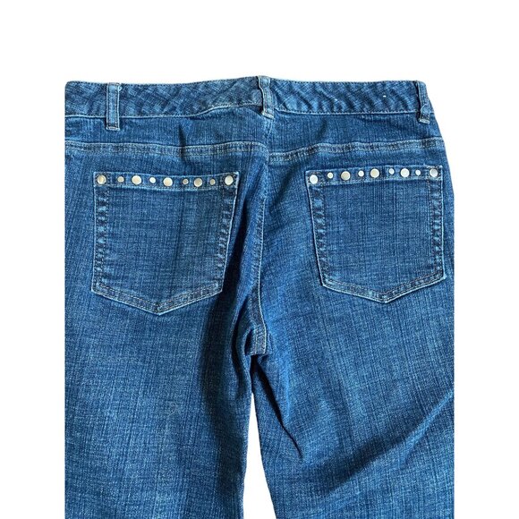 Michael Kors Womens Flared Jeans Size 4 Blue Denim With Studded Back Pockets - Picture 3 of 5